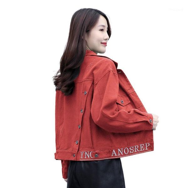 

casual all-match jacket cowgirl spring and autumn korean style loose thin women's jackets, Black;brown