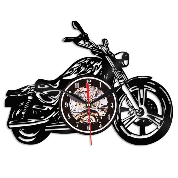 

creative classic record clock motorcycle fans gift hollow shape wall art rider led clocks
