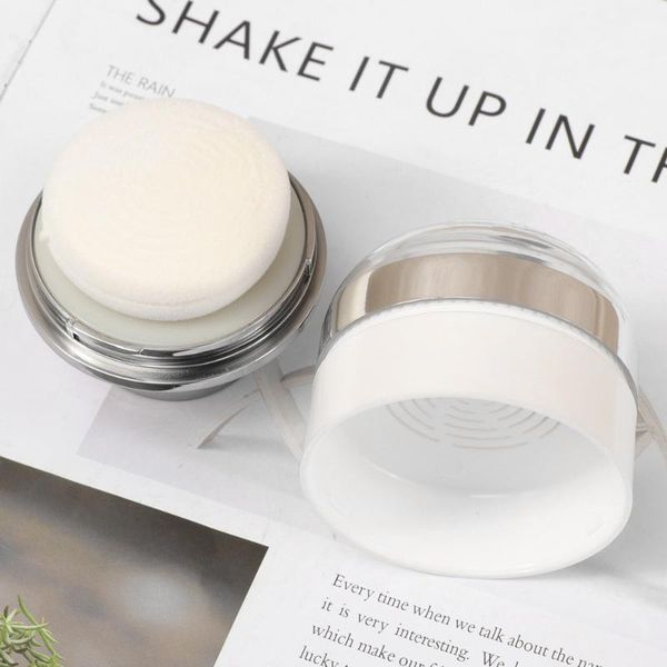 

empty loose powder storage box simple makeup container refillable cosmetic case with puff for travel trip bottles & jars