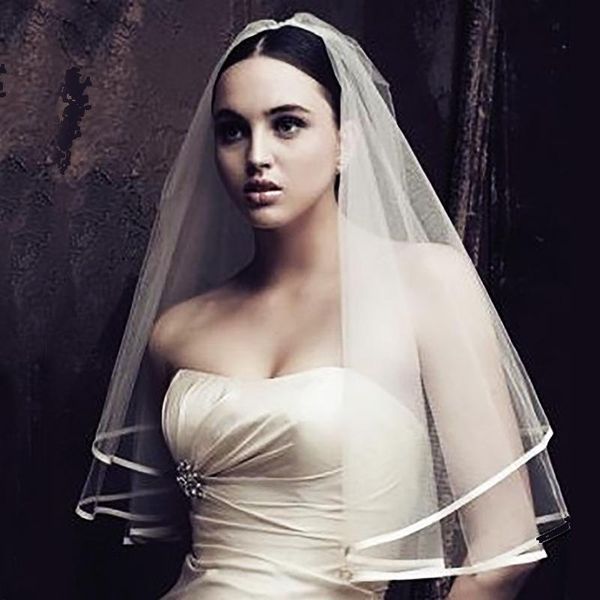

bridal veils one layer tulle short veil ivory/white wedding accessories, Black