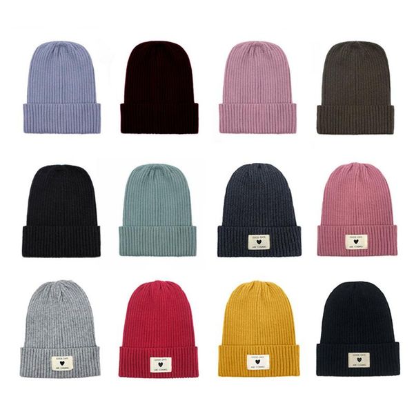 

outdoor hats winter female beanies children women fashion knitted cap solid color autumn hat thick warm casual bonnet soft clearance, Black;white
