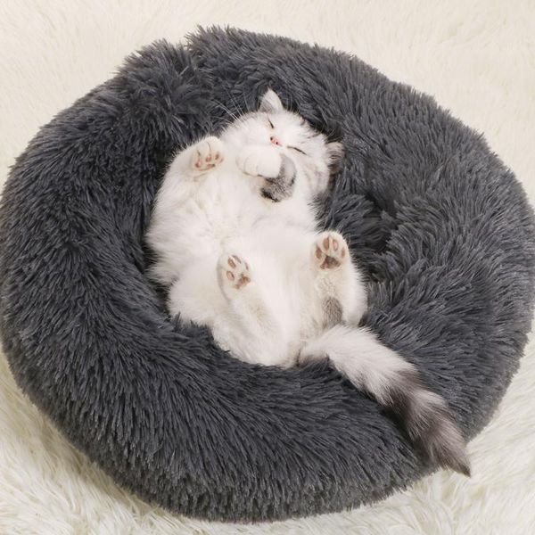 

cat beds & furniture bed pet round plush house soft long dog mat kennel winter puppy warm sleeping blanket portable supply