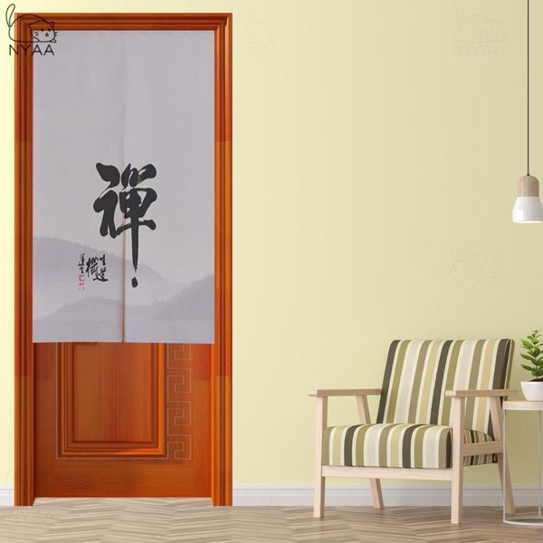 

chinese noren hanging door curtain ink tea ceremony fengshui kitchen bedroom restaurant entrance decor half partition curtains & drapes