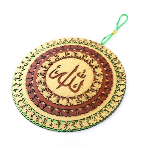 

decorative objects & figurines 1pc wooden islamic pendant eid hanging decoration corban festival round plate for home party