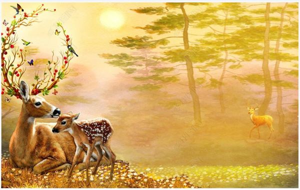 

3d wallpaper custom p mural modern european sunshine forest deer home decor in the living room 3d wall murals wallpaper for walls 3 d bedroo