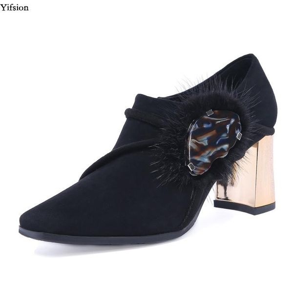 

olomm arrival women pumps square high heels stylish toe elegant black party shoes plus us size 3-.5 dress