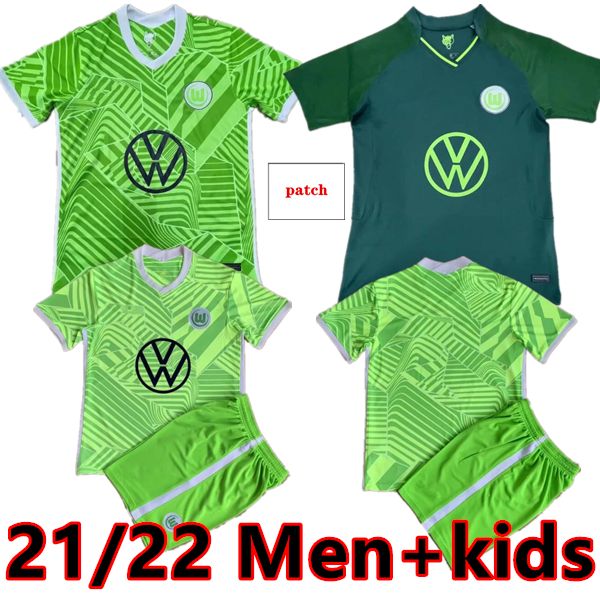 

21 22 vfl wolfsburg soccer jersey 2021 2022 home ginczek steffen shirts away mbabu brooks arnold weghorst men+kids football uniform, Black;yellow