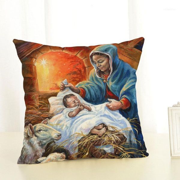 

christmas decorations merry for home product pattern linen pillowcase 45x45cm year navidad natal snowflake1