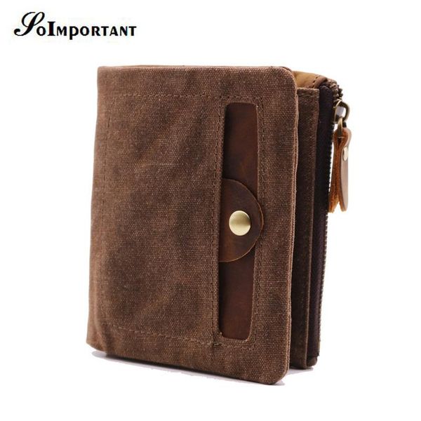 

wallets wallet genuine leather oil wax canvas men magic coin purse slim vintage short small mens card holder male clutch, Red;black