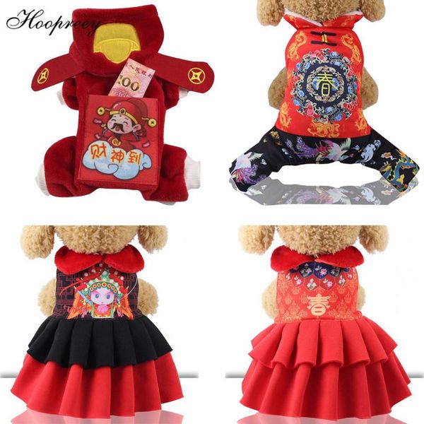 

dog apparel year winter clothes chinese style cotton coat cat dresses with fleece inside warm fashion overalls for small puppy dogs