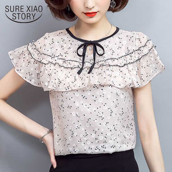 

plus size shirt women blouses short chiffon blouse women shirts blusas mujer de moda blusas femininas elegante 3074 50 210528, White