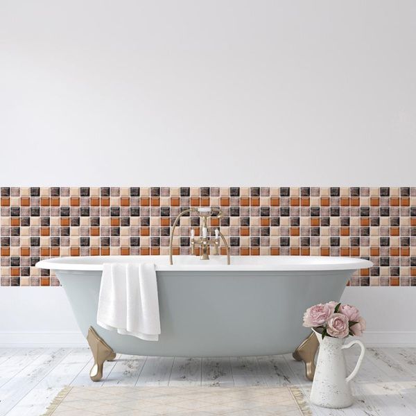

wall stickers sticker mosaic floor tiles waterproof bathroom bedroom kitchen self--adhesive pvc wallpaper