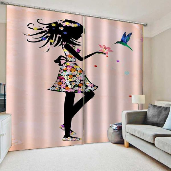 

curtain & drapes beautiful girls po blackout 3d living room bedroom window treatment shading cortinas