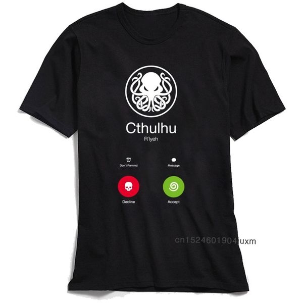 

call of cthulhu t-shirt novelty designer t shirt for men 100% cotton tshirt funny summer geek swag steampunk ocs tees 210707, White;black