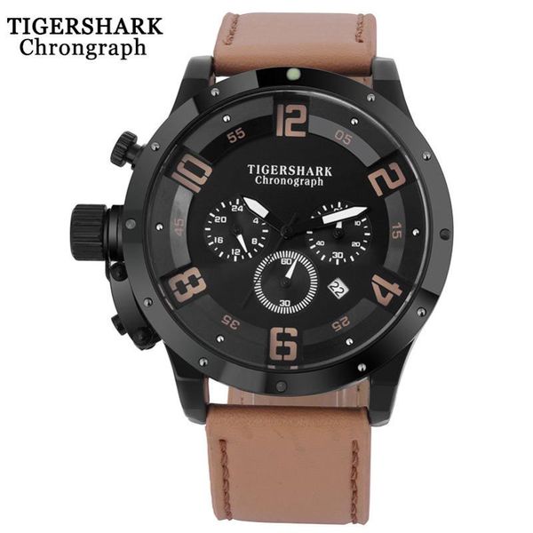 

wristwatches sports men's watch quartz timing code quality belt six needle, Slivery;brown