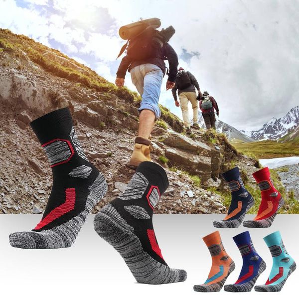 

pairs ski socks anti slip sports performance thermal cotton trekking men women soccer running hiking traveling, Black
