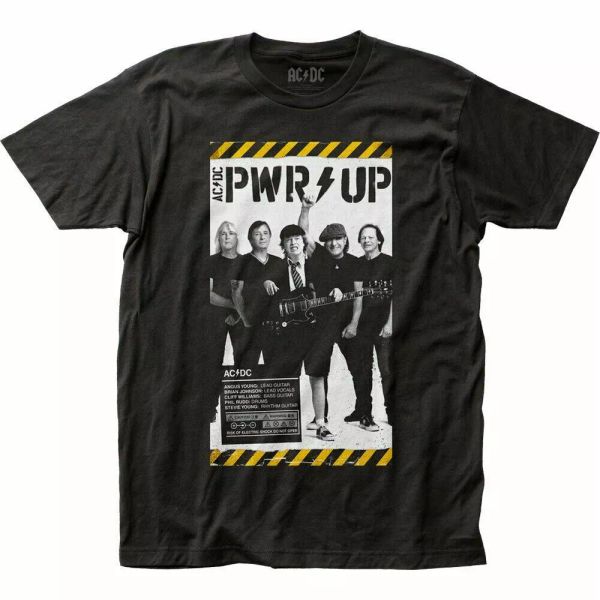 

AC/DC PWR Up Poster T Shirt Mens Licensed Rock N Roll Music Band Classic Black, White;black
