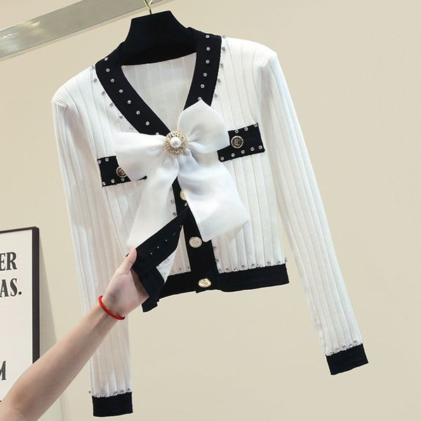 

womens knits & tees long-sleeved knit womens sweaters cardigan loose casual jackets korean brand designer letters print sweater coat clothin, White