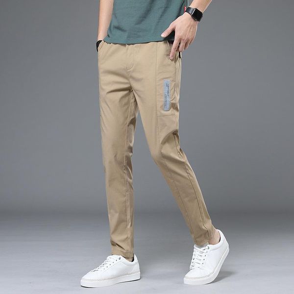 

spring summer men's brand business casual trousers men clothing luxury high-quality twill cotton stretch lightweight pants, Black
