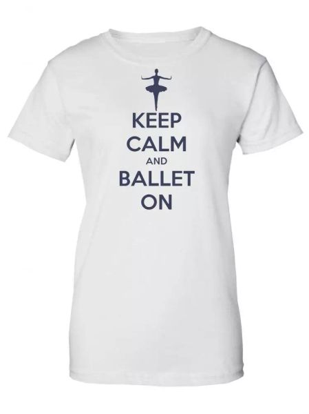 

keep calm and ballet on- ballet dancer parody women's t-shirt, White;black