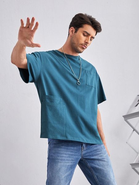 

x mahboobeh men patched pocket drop shoulder tee n2yk#, White;black