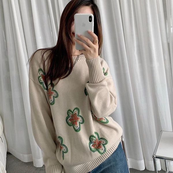

women's sweaters 2021ss tide card we11done sweatshirt flower wd logo loose profile wool autumn winter, White;black