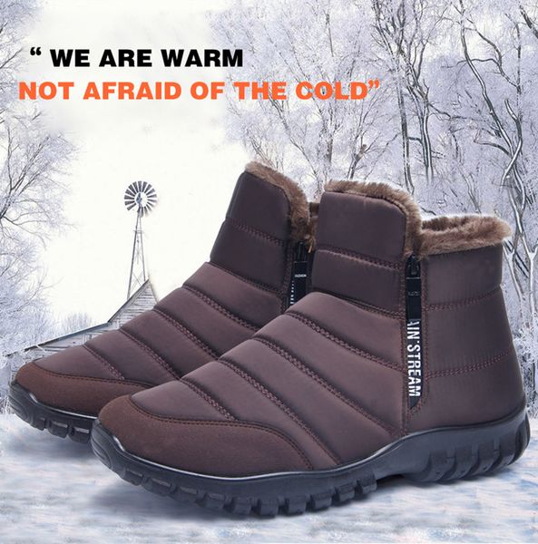 

2022 woman winter boots men waterproof snow mens shoes flat casual winter shoes ankle boot for women plus size couple shoe, Black