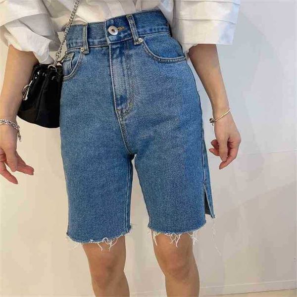 

women streetwear denim shorts summer high waist vintage blue jeanst casual bottoms 210525