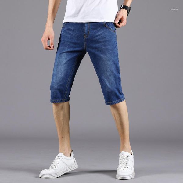 

summer jeans korean youth thin section breathable cropped stretch tide pants men 3 men's, Black