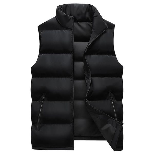 

men's vests vest korean warm light and thin liner slim jacket thick zipper stand collar men male all-match, Black;white