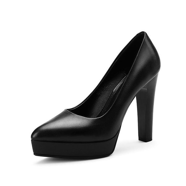 

waterproof platform high heeled shoes women's 2021 black thin thick 11cm show single size 40 dress