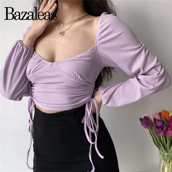 

women's blouses & shirts 2021 feminina vintage side drawstring blouse women khaki square collar blusas fashion long sleeve blusa, White
