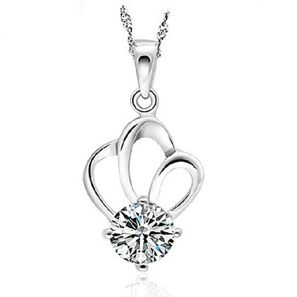 

wholesale silver plated fashion shiny crystal crown ladies pendant necklace jewelry women short chain drop gift necklaces