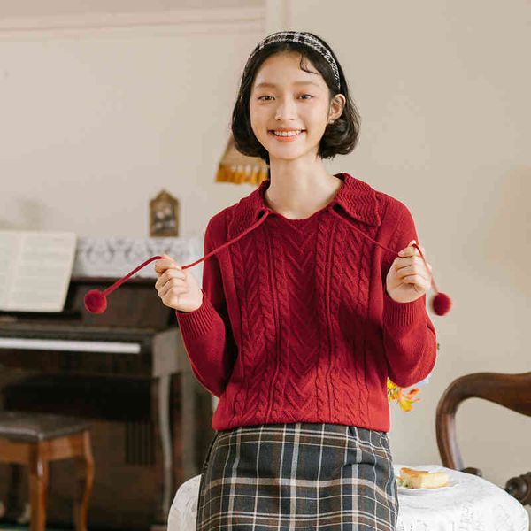 

sweater retro artsy winter fur ball decoration young lady pullover sweater 3zlj, White;black