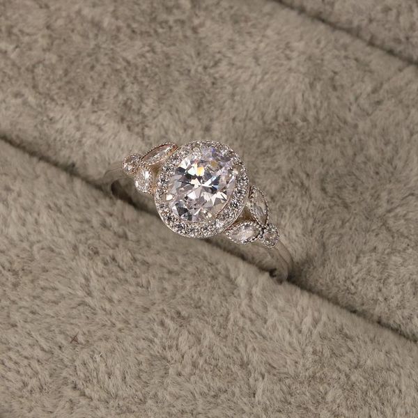 

cluster rings women's jewelry 925 sterling silver ring simple diamond zircon oval wedding engagement, Golden;silver