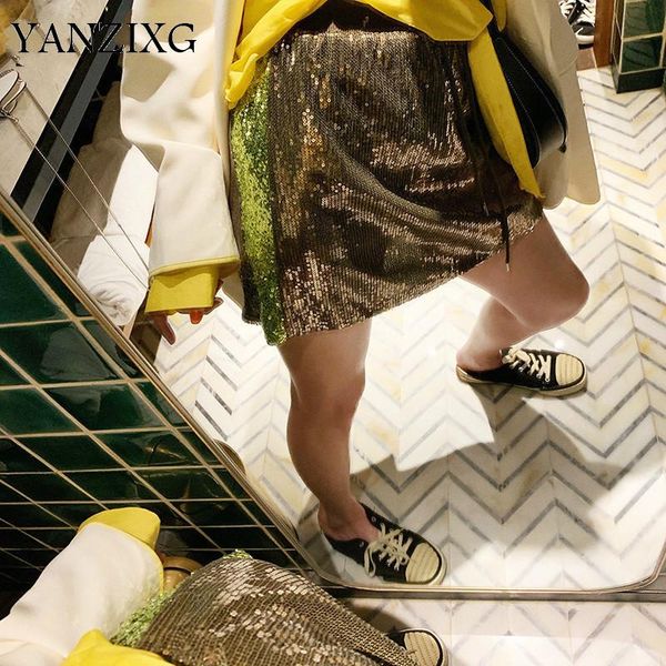 

skirts 2021 spring and summer fashion women sequins one step high waist mini length female tide r637, Black