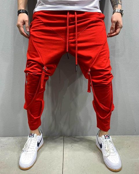 

men's pants fashion slim trousers casual running plaid jogging plus size 2021 3xl, Black