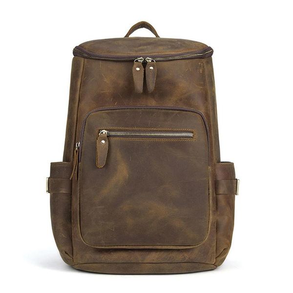 

backpack brand designer men genuine leather crazy horse vintage daypack multi pocket casual rucksack handmade tote bolsa