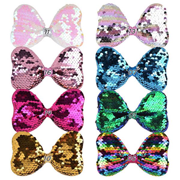 

8 coor mermaid sequins hair bows kids girls colorful barrettes party handmade hairgrips hair accessories, Slivery;white