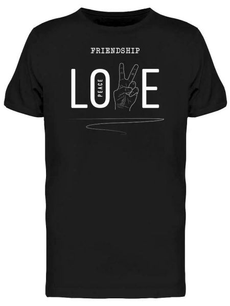 

friendship love peace font tee men's -image by shutterstock, White;black