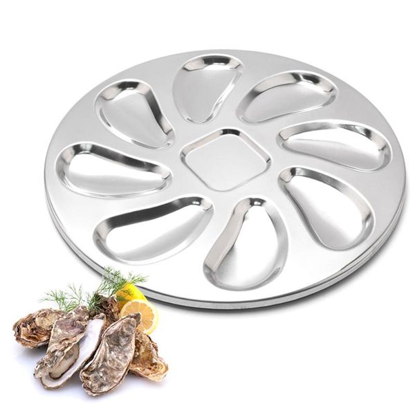 

dishes & plates stainless steel oysters dinner plate slots clam oyster serving grilling pan restaurant grill