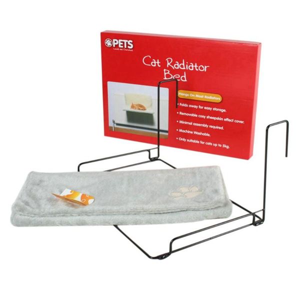

cat beds & furniture cats and dogs radiator bed warm plush mattress cradle animal puppies pet with club(gray)