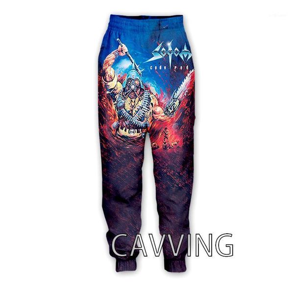 

men's pants fashion 3d print sodom band casual sports sweatpants straight jogging trousers, Black