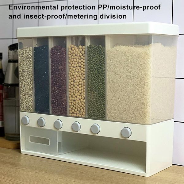 

storage bottles & jars wall-mounted dry food dispenser rice bucket multi compartments automatic metering box sealed grain container dfk889
