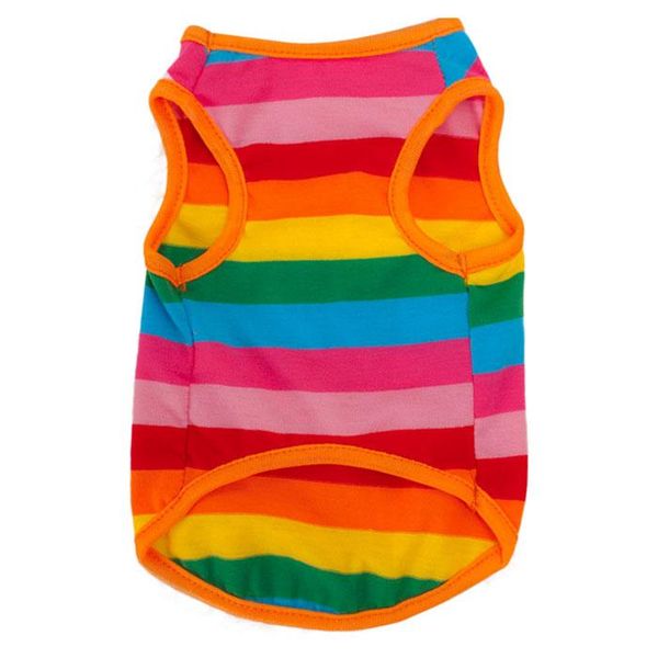 

dog apparel rainbow stripe vest cooling clothes summer breathable for small dogs