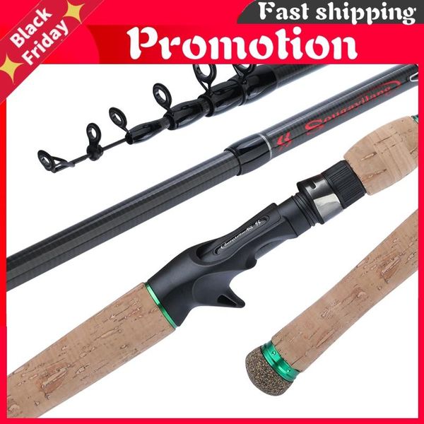 

boat fishing rods 1.8m 2.1m 2.4m 2.7m portable rod carbon fiber cork wood handle spinning/casting fish tackle