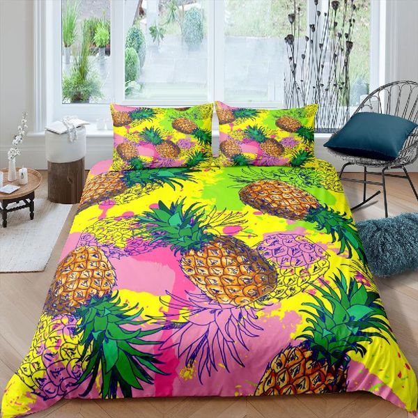 

bedding sets luxury 3d pineapple print 2/3pcs kids set comfortable duvet cover pillowcase home textile  and king eu/us/au size