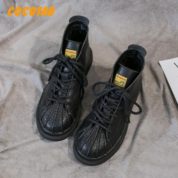 

boots 2021 female winter plus velvet black handsome fashion wild england wind warm retro motorcycle