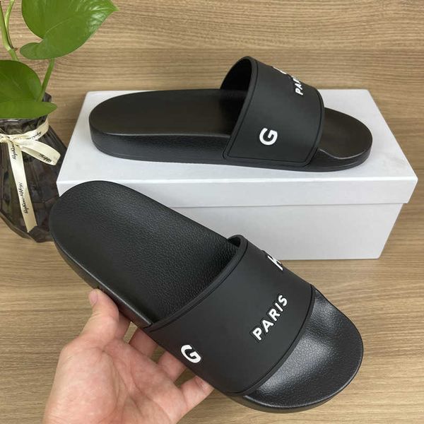 

2022 mens womens summer rubber slippers sandals beach slide fashion scuffs three-dimensional font indoor shoes size 35-48, Black