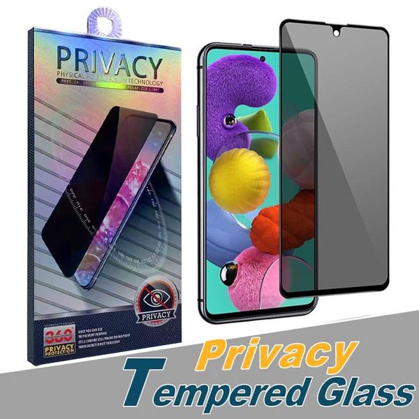 Privacidade Temperado Vidro Anti-Espião Protetor de Tela do Telefone Anti Peeping Protetores Filme para iphone 13 12 Pro 11 XS Max XR Samsung Nota 20 A71 A21S A51 9h com pacote de varejo